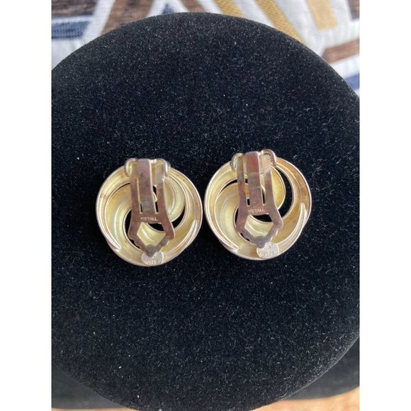Sterling Silver Vintage West Germany Swirl Clip-On Earrings - Picture 4 of 5